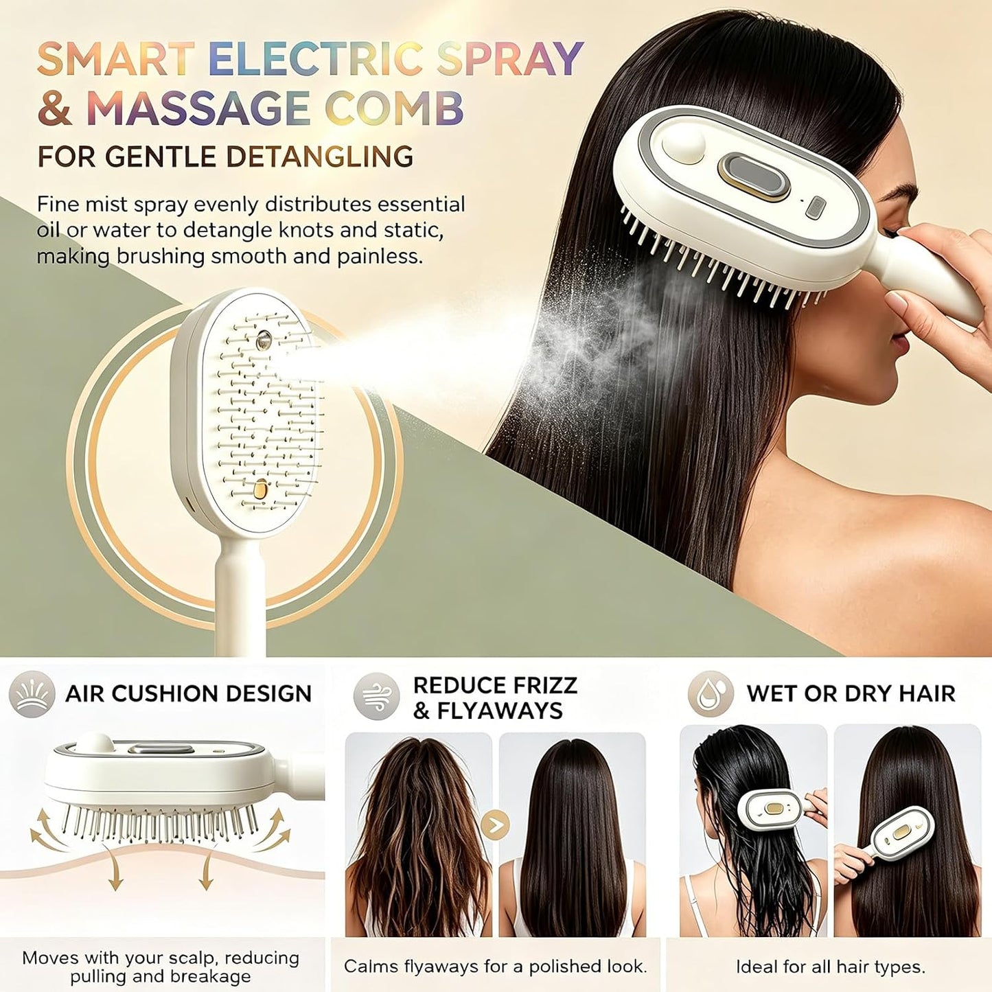 Rechargeable Electric Steam Hair Brush | 🔥 40% OFF