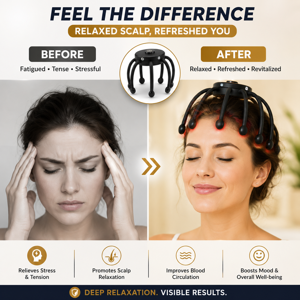 360° Cordless Scalp & Head Massager – Portable Relaxation Massage Tool