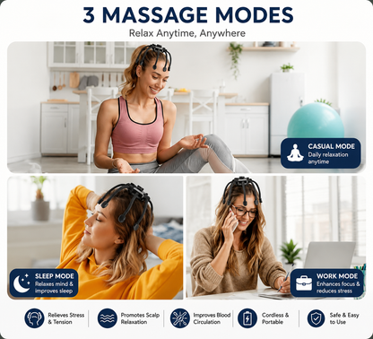 360° Cordless Scalp & Head Massager – Portable Relaxation Massage Tool