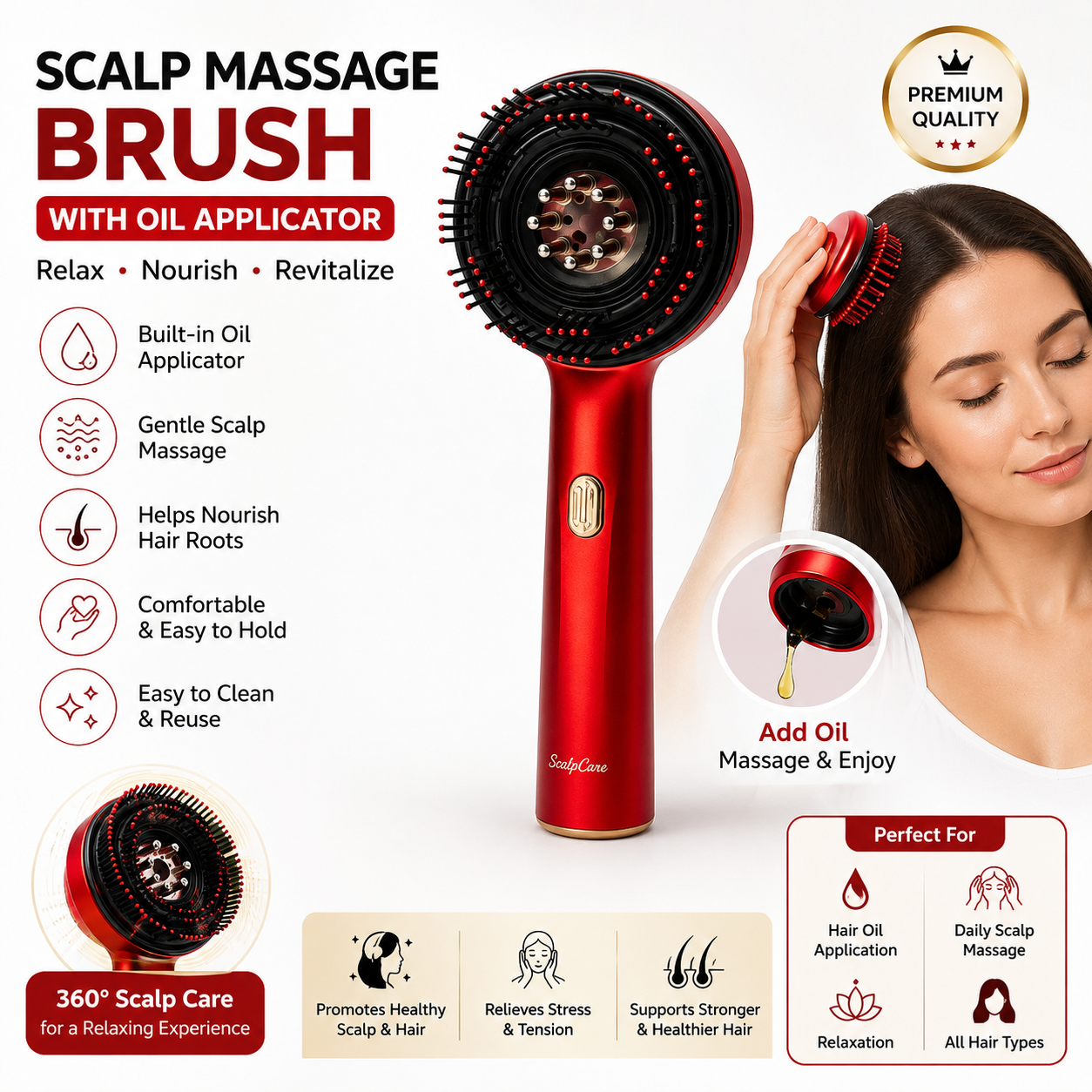 Scalp Massage Brush with Oil Applicator