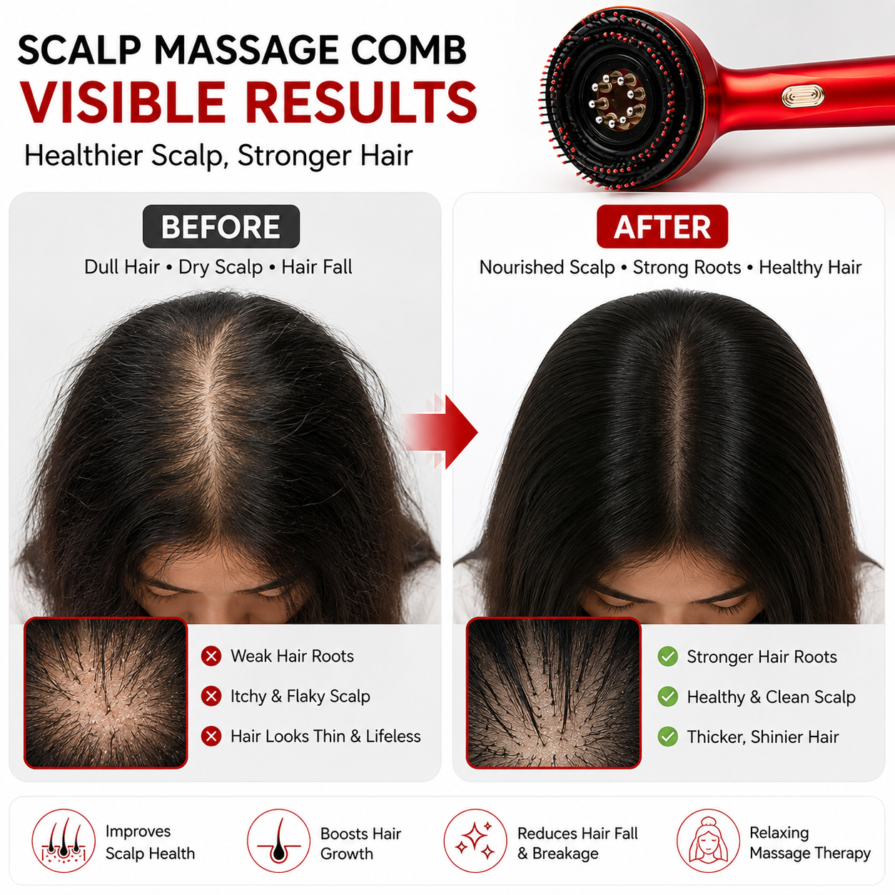 Scalp Massage Brush with Oil Applicator